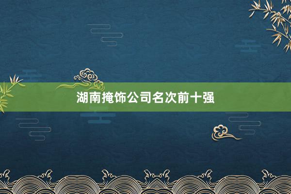 湖南掩饰公司名次前十强